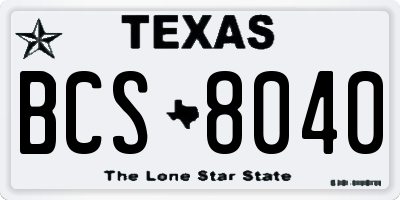TX license plate BCS8040
