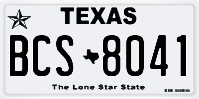 TX license plate BCS8041