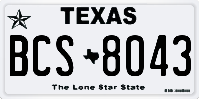 TX license plate BCS8043