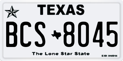 TX license plate BCS8045