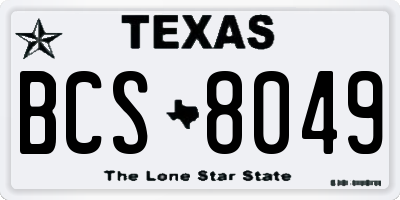 TX license plate BCS8049