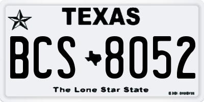 TX license plate BCS8052