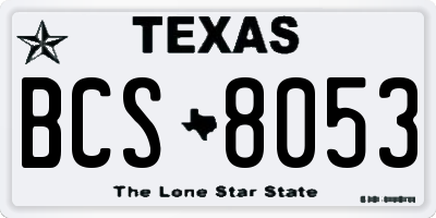 TX license plate BCS8053