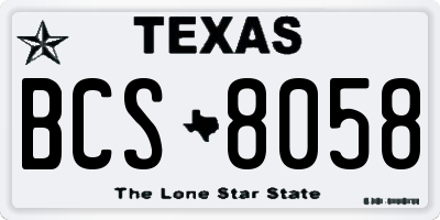 TX license plate BCS8058