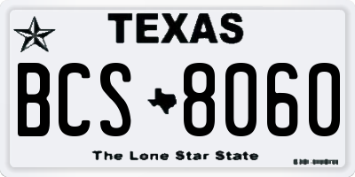 TX license plate BCS8060