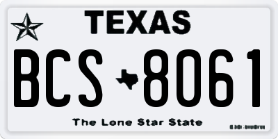 TX license plate BCS8061