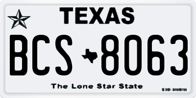 TX license plate BCS8063