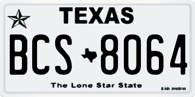 TX license plate BCS8064
