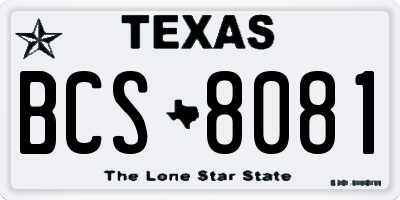 TX license plate BCS8081