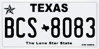 TX license plate BCS8083