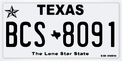 TX license plate BCS8091
