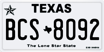TX license plate BCS8092