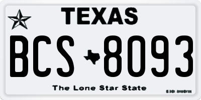 TX license plate BCS8093