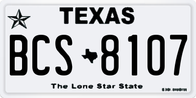 TX license plate BCS8107