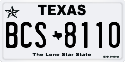 TX license plate BCS8110