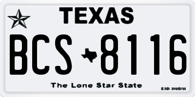 TX license plate BCS8116