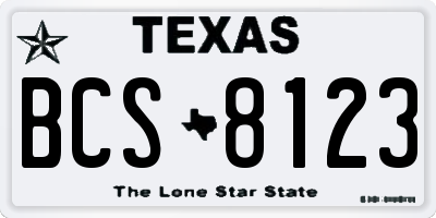 TX license plate BCS8123