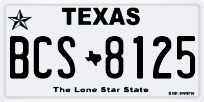 TX license plate BCS8125