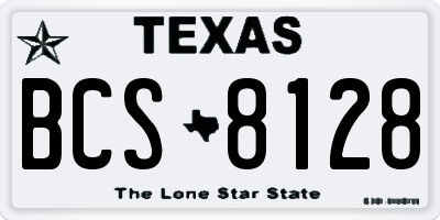 TX license plate BCS8128