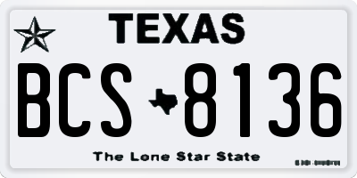 TX license plate BCS8136