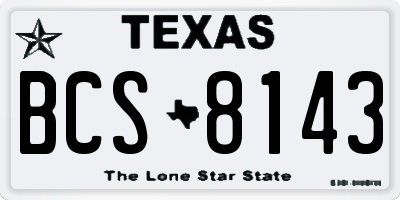 TX license plate BCS8143