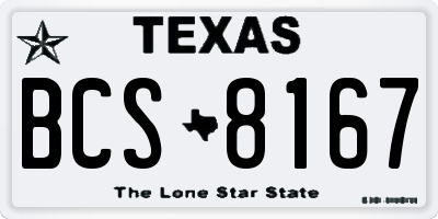 TX license plate BCS8167