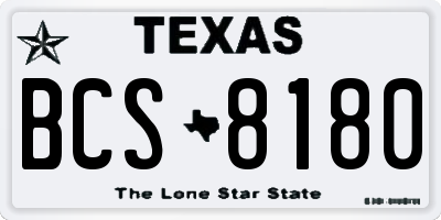 TX license plate BCS8180