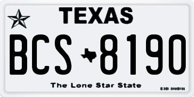 TX license plate BCS8190