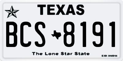TX license plate BCS8191