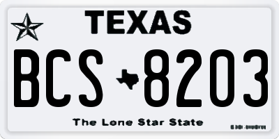 TX license plate BCS8203