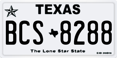 TX license plate BCS8288