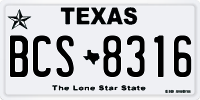TX license plate BCS8316