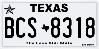 TX license plate BCS8318