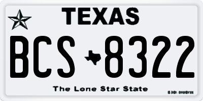 TX license plate BCS8322