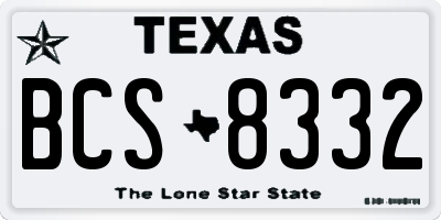 TX license plate BCS8332