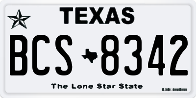 TX license plate BCS8342