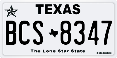 TX license plate BCS8347