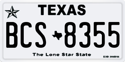 TX license plate BCS8355
