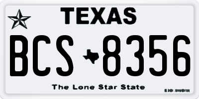 TX license plate BCS8356