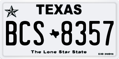 TX license plate BCS8357