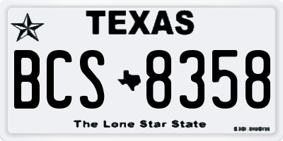 TX license plate BCS8358