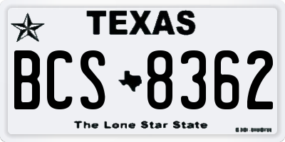 TX license plate BCS8362