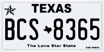 TX license plate BCS8365