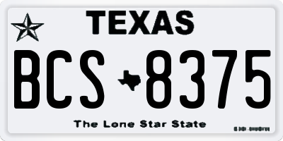 TX license plate BCS8375