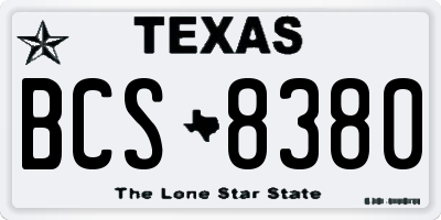TX license plate BCS8380