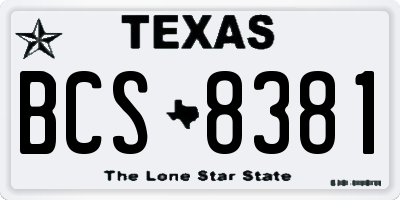 TX license plate BCS8381