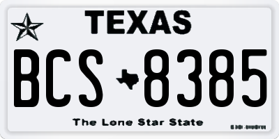 TX license plate BCS8385
