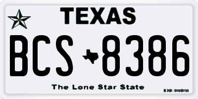 TX license plate BCS8386