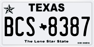 TX license plate BCS8387