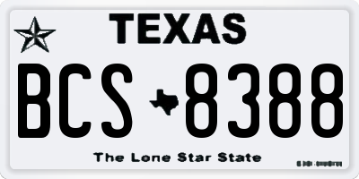 TX license plate BCS8388